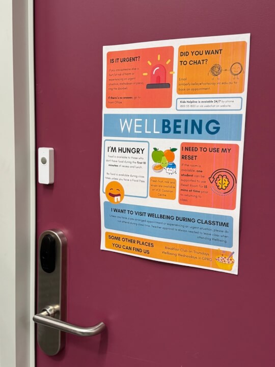 Well being poster on a door